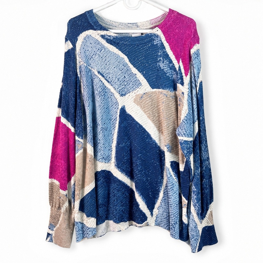 NIC+ZOE Abstract Geometric Knit Sweater Mindfully Made Artsy